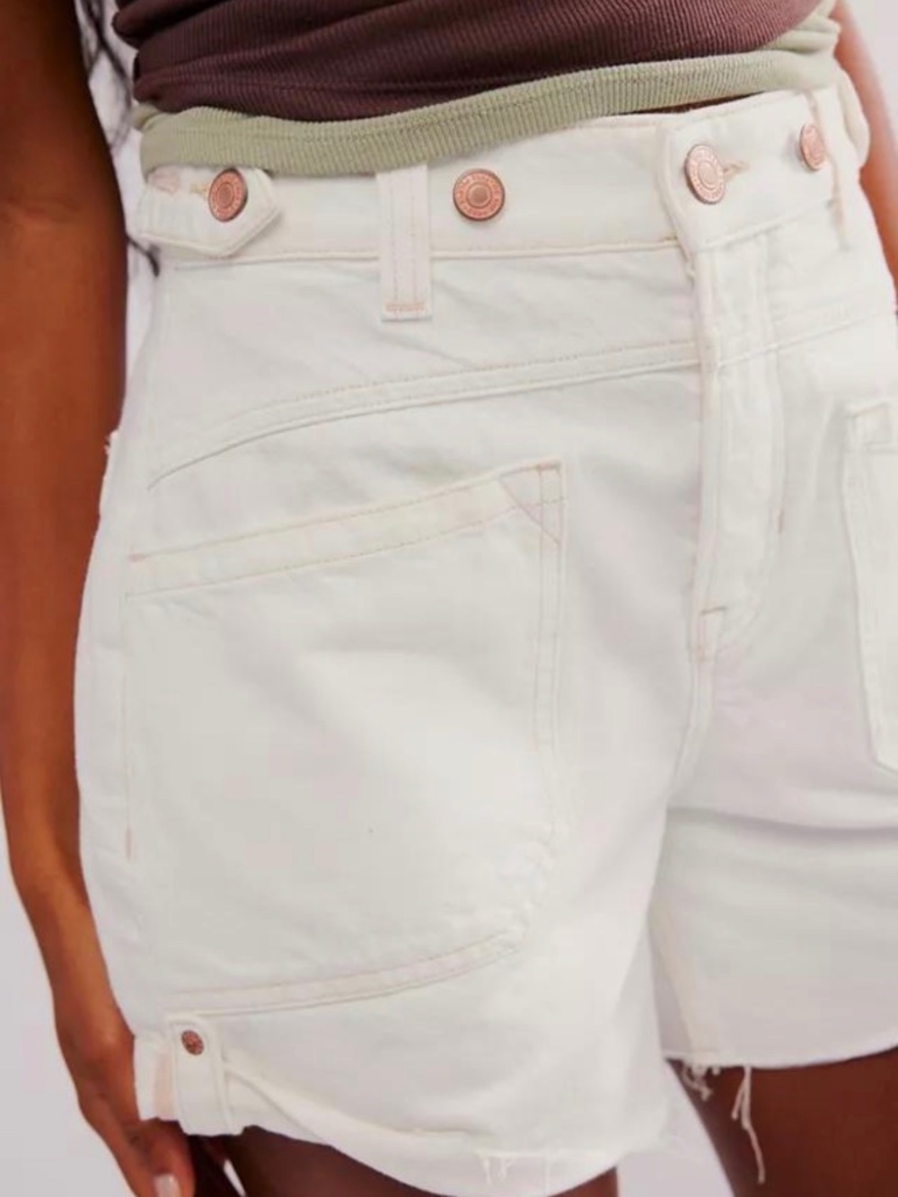 Free People We The Free Palmer White Denim Utility Shorts Size 26